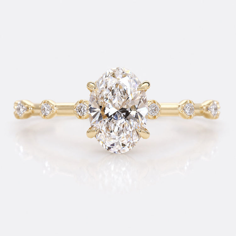 Oval Lab-Grown Diamond Hidden Halo Classic Ring 1 - 2 CT