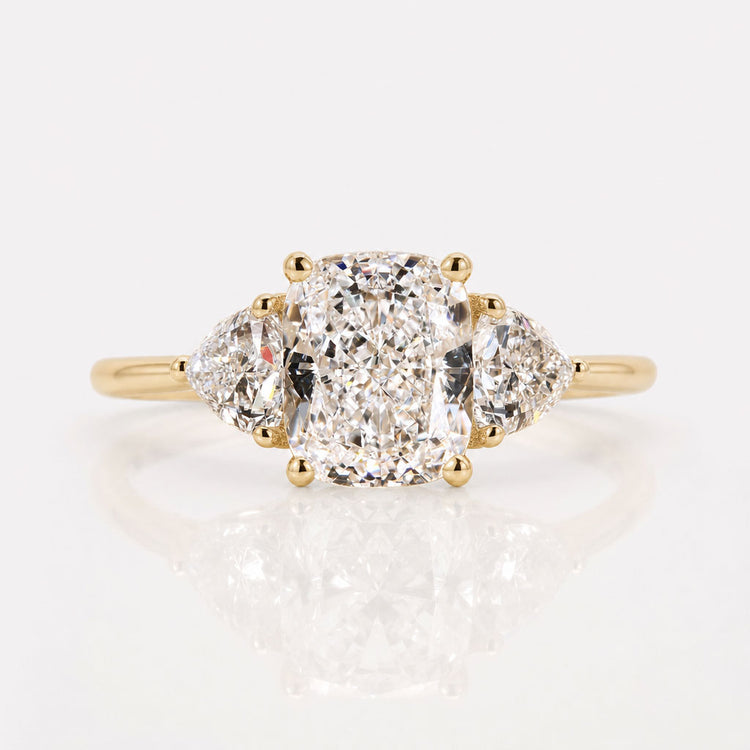 Cushion Lab-Grown Diamond Trillion Side Stone Three Stone Ring 1 – 2 CT