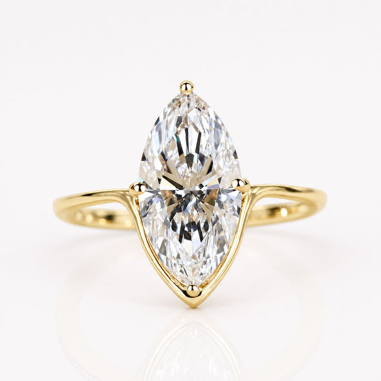 Marquise Cut Lab-Grown Diamond Half Bezel Solitaire Ring 1 - 3 CT