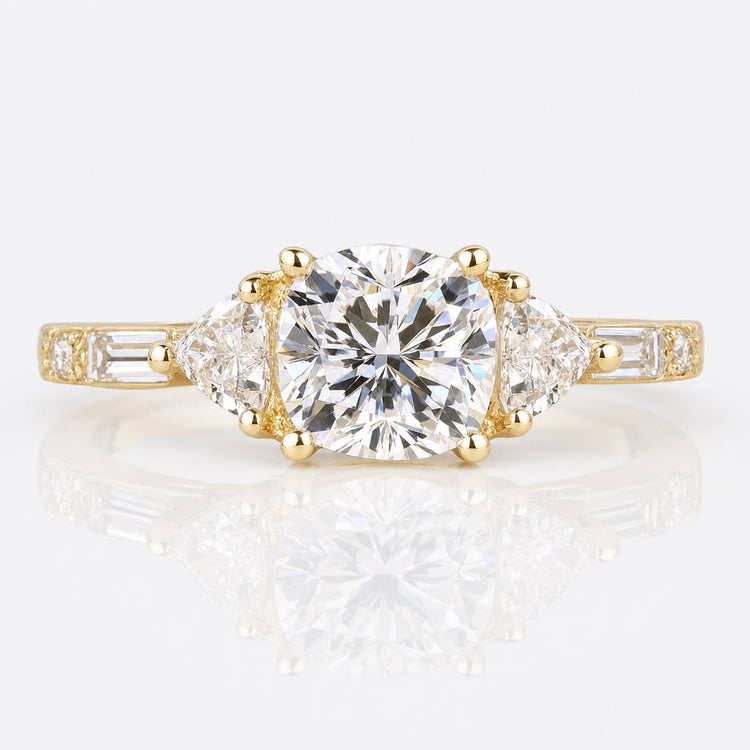 Cushion Lab-Grown Diamond Three Stone Ring 1 – 2 CT