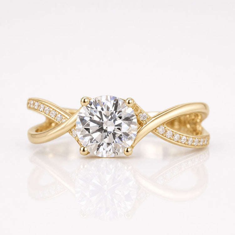 Round Lab-Grown Diamond Twisted Pavé Ring 0.8 – 2 CT