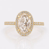 Oval Rose Cut Lab-Grown Diamond Halo Ring