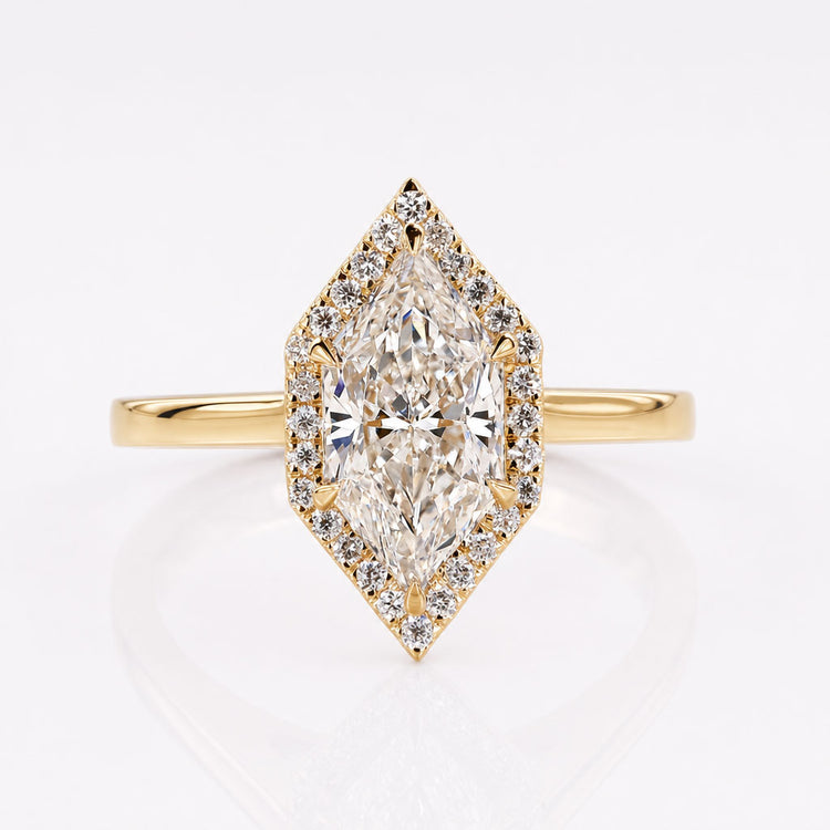 Dutch Marquise Lab-Grown Diamond Halo Solitaire Ring 1 - 2 CT