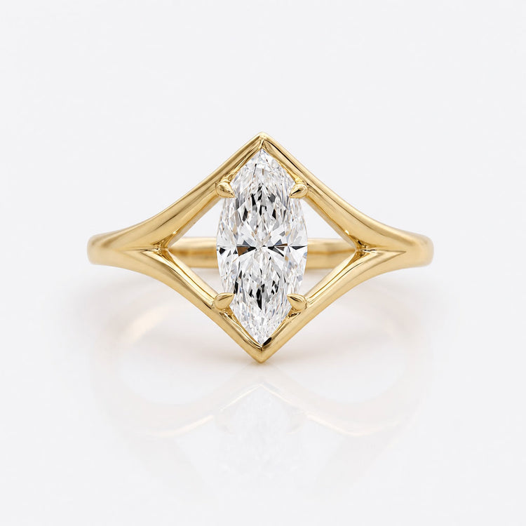 Marquise Cut Lab-Grown Diamond Four Prong Solitaire Ring 1 - 3 CT