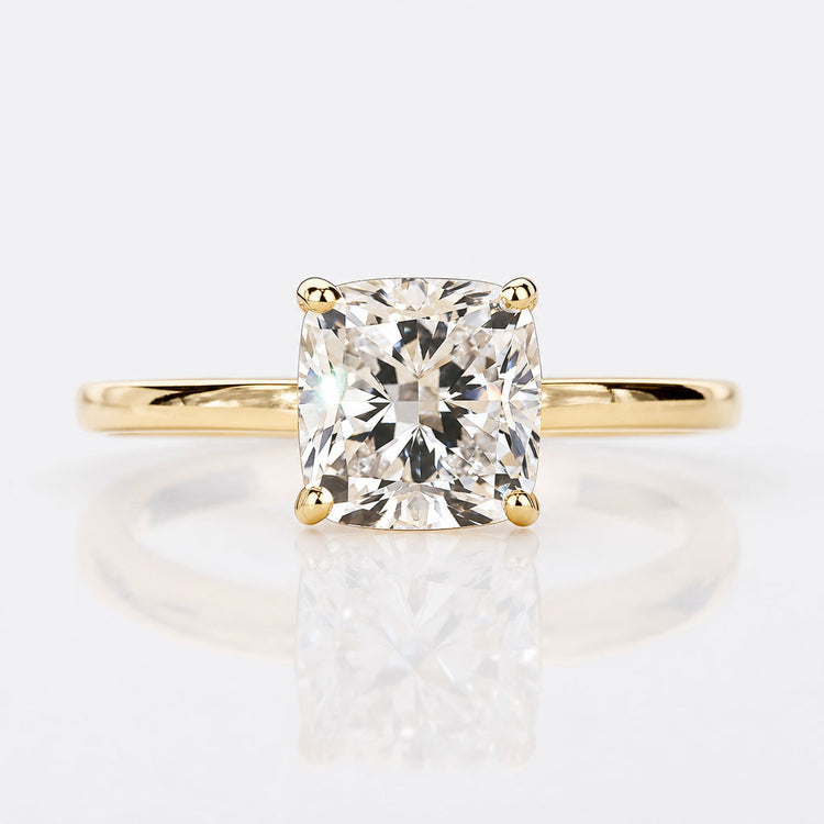 Cushion Lab-Grown Diamond Four Prong Hidden Halo Solitaire Ring 1 – 4 CT