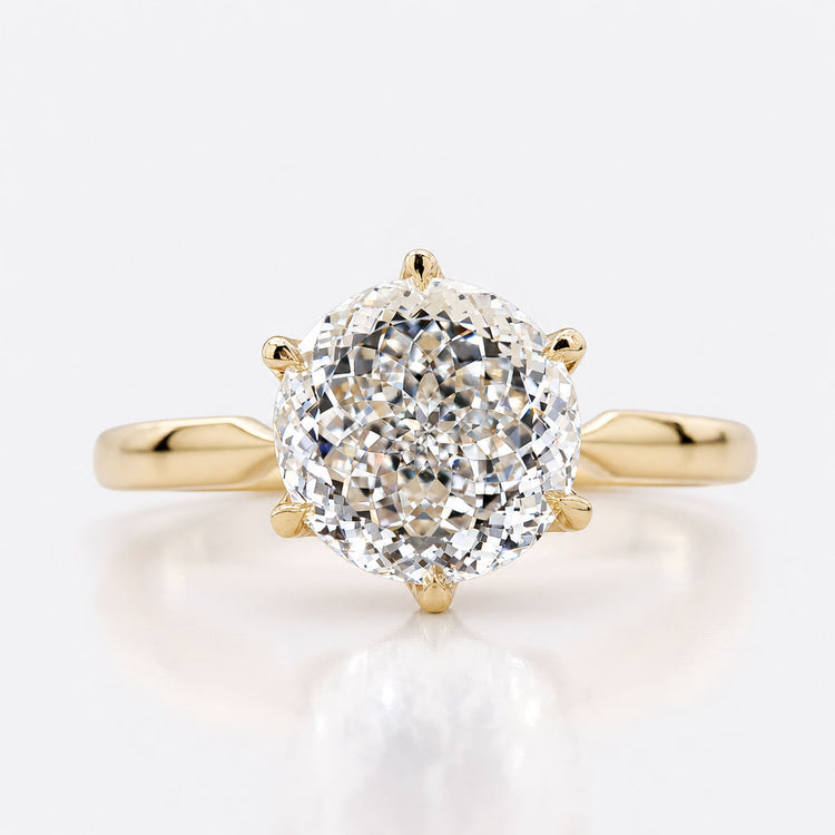 Portuguese Cut Lab-Grown Diamond Pinched Shank Six Prong Solitaire Ring 1 – 3 CT