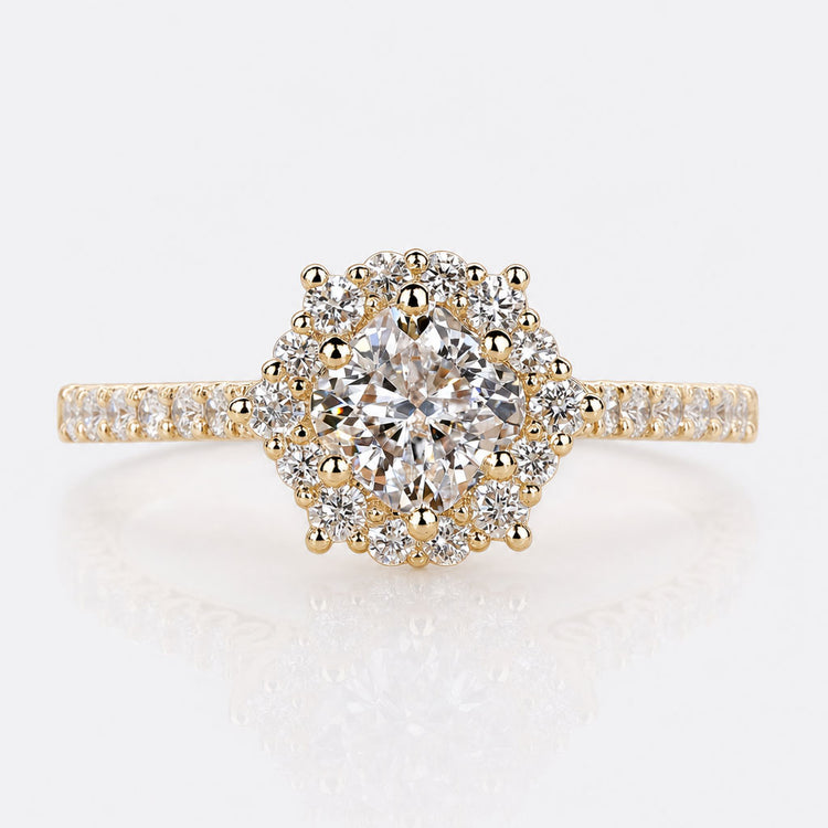 Cushion Lab-Grown Diamond Cathedral Halo Pavé Ring 1 – 2 CT