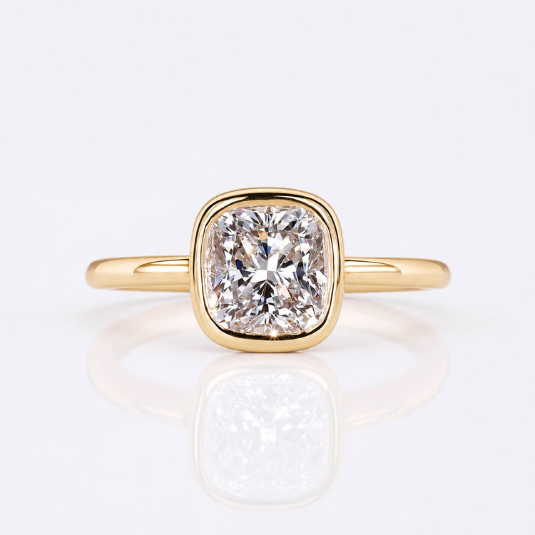 Cushion Cut Lab-Grown Diamond Bezel Ring 1 - 2 CT
