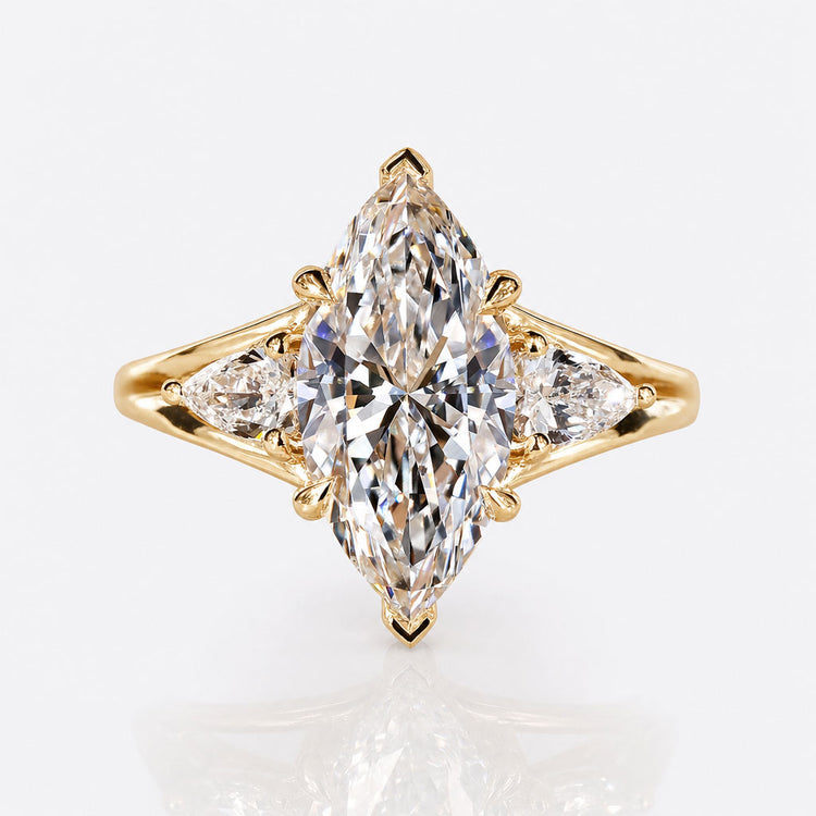 Marquise Lab-Grown Diamond Pear Side Stone Three Stone Ring 1 – 3 CT