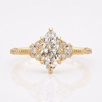 Marquise Lab-Grown Diamond Milgrain Cluster Side Stone Ring 1 – 3 CT