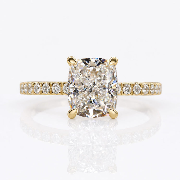 Elongated Cushion Lab-Grown Diamond Hidden Halo Pavé Ring 1 – 3 CT