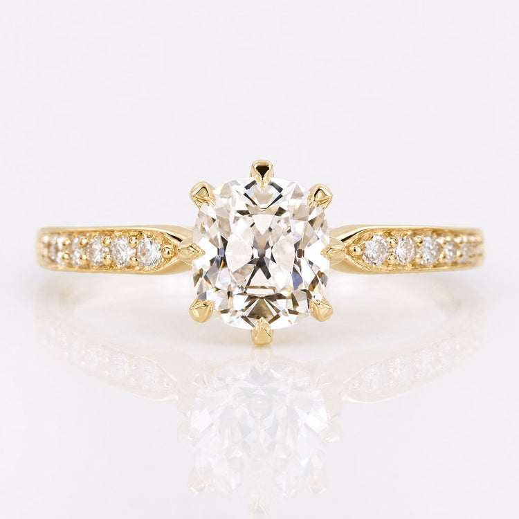 Cushion Old Mine Cut Lab-Grown Diamond Pavé Ring 1 – 3 CT