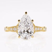 Pear Lab-Grown Diamond Milgrain Vintage Ring 1 – 3 CT