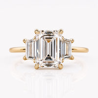 Emerald Cut Lab-Grown Diamond Trapezoid Three Stone Ring 1 - 2 CT