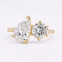 Pear and Round Lab-Grown Diamond Toi et Moi Ring 3.3 TCW