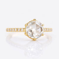 Round Rose Cut Lab-Grown Diamond Pavé Ring 1 – 2 CT