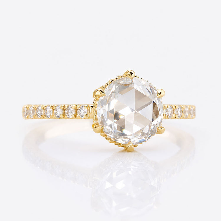 Round Rose Cut Lab-Grown Diamond Pavé Ring 1 – 2 CT