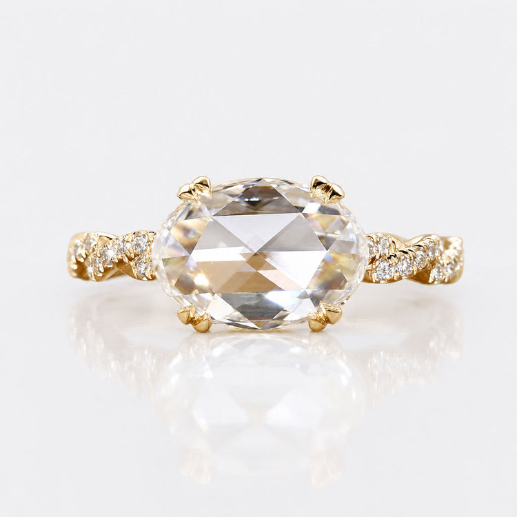 Oval Rose Cut Lab-Grown Diamond East West Ring 1 – 2 CT