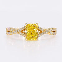 Radiant Lab-Grown Yellow Diamond Twisted Pavé Ring 1 – 2 CT