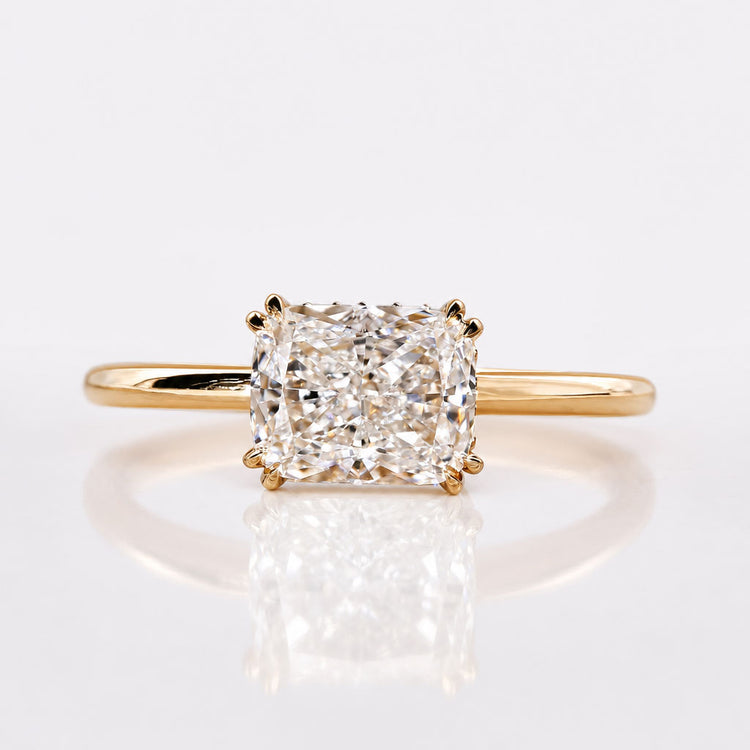 Elongated Cushion Cut Lab-Grown Diamond East-West Hidden Halo Ring 1 – 2 CT