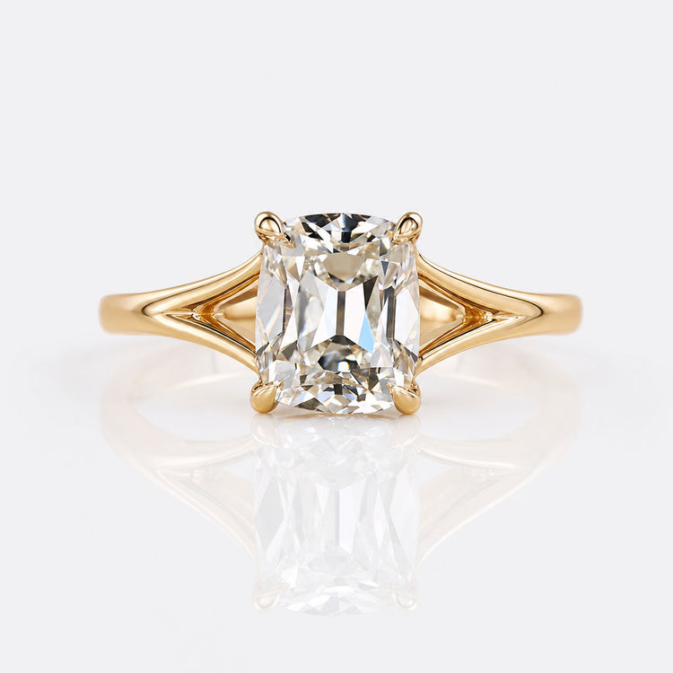 Cushion Old Mine Lab-Grown Diamond Solitaire Split Shank Ring 1 – 2 CT