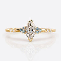 Dutch Marquise Lab-Grown Diamond Cyan Blue Muse Setting Ring 1–3 CT