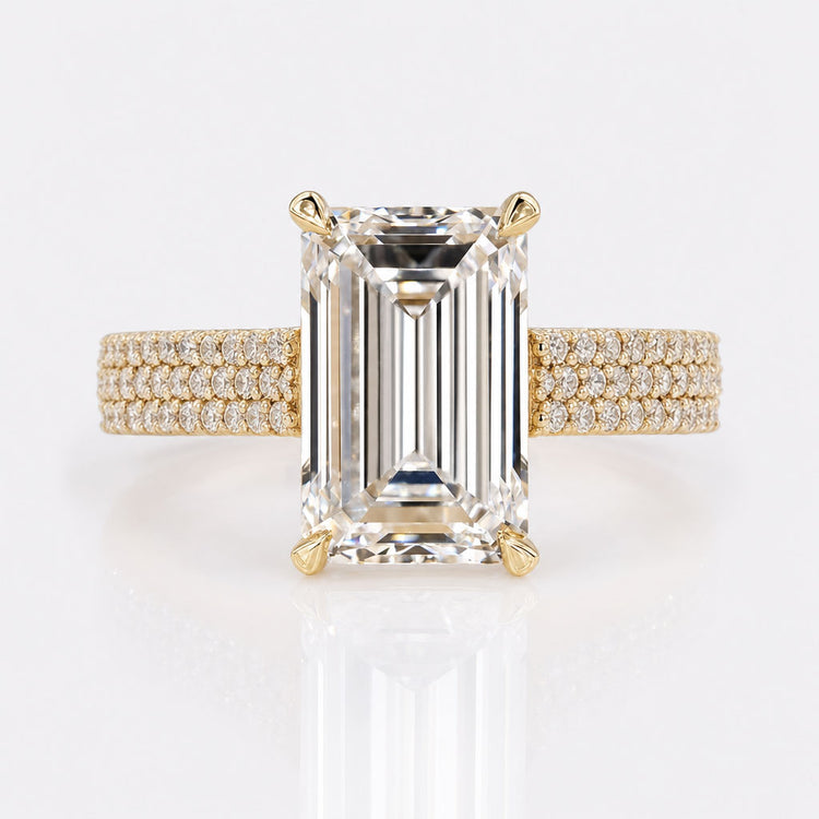 Emerald Lab-Grown Diamond Three Row Pavé Ring 1 – 4 CT