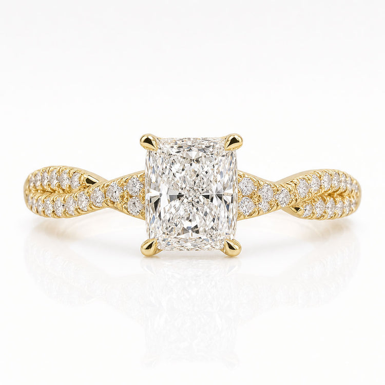 Elongated Cushion Lab-Grown Diamond Twisted Pavé Ring 1 - 2 CT