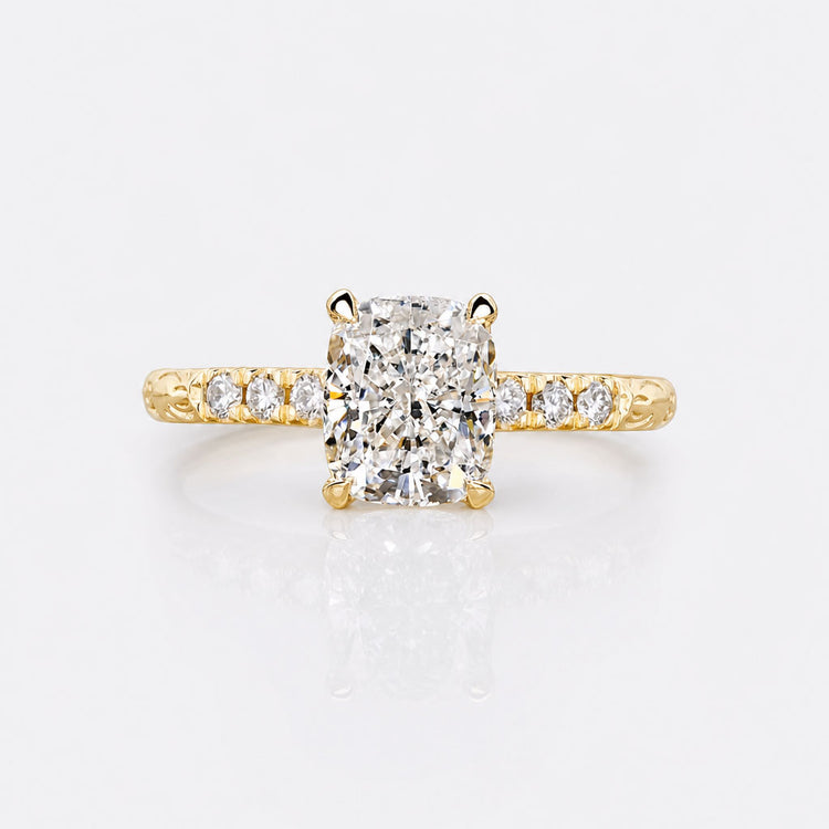 Cushion Cut Lab-Grown Diamond Vintage Pavé Ring 1 - 2 CT