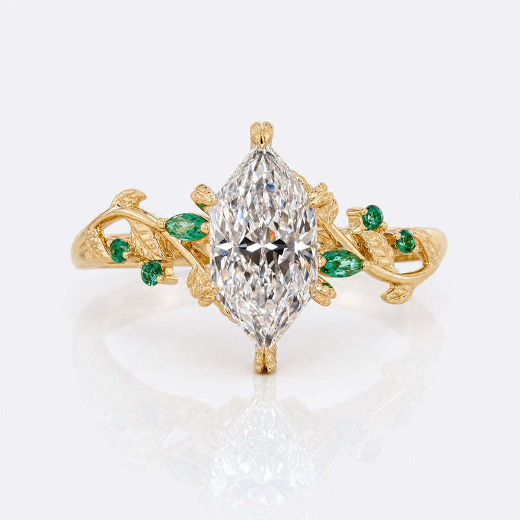 Dutch Marquise Lab-Grown Diamond Nature Inspired Emerald Leaf Ring 1–3 CT