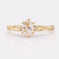 Oval Rose Cut Lab-Grown Diamond Three Stone Ring