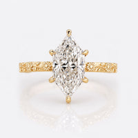 Dutch Marquise Cut Lab-Grown Diamond Sunflower Art Deco Solitaire Ring 1 - 3 CT