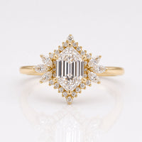 Hexagon Step Cut Lab-Grown Diamond Side Stone Ring 1 - 2 CT