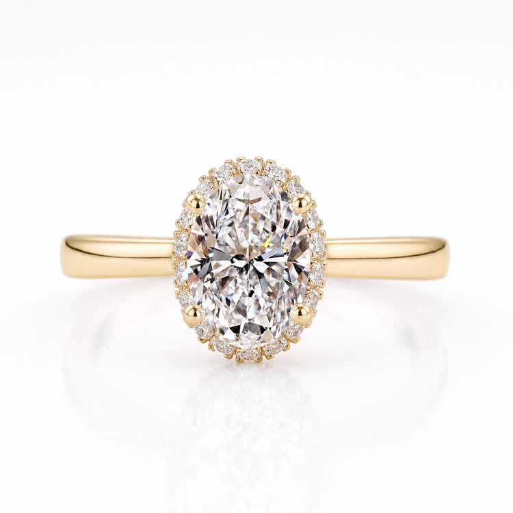 Oval Cut Lab-Grown Diamond Halo Ring 1 - 2 CT