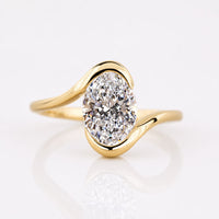 Oval Cut Lab-Grown Diamond Bezel Bypass Ring 1 - 2 CT