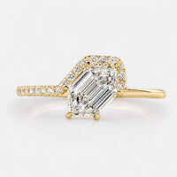 Hexagon Cut Lab-Grown Diamond Half Halo Ring 1 - 2 CT