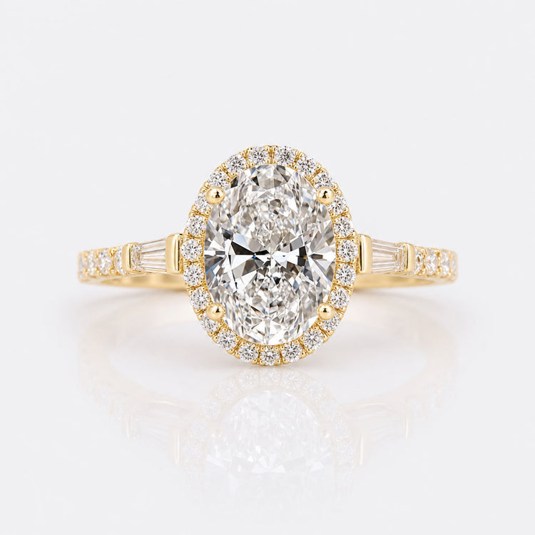 Oval Cut Lab-Grown Diamond Pavé And Halo Ring 1 - 2 CT