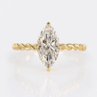 Marquise Cut Lab-Grown Diamond Twisted Pavé Solitaire Ring 1 - 3 CT