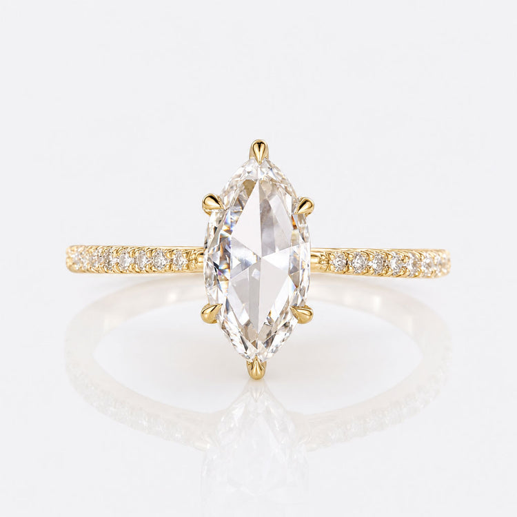 Marquise Rose Cut Lab-Grown Diamond Pavé Ring 1 CT