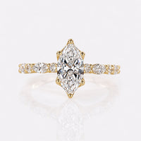 Marquise Cut Lab-Grown Diamond with Marquise & Round Pavé Band Ring 1 – 2 CT