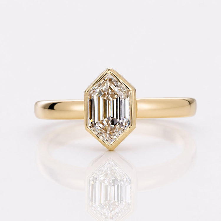 Hexagon Cut Lab-Grown Diamond Wide Band Bezel Ring 1 – 2 CT