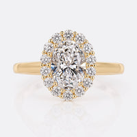 Oval Cut Lab-Grown Diamond Halo Wide Band Ring 1 – 2 CT