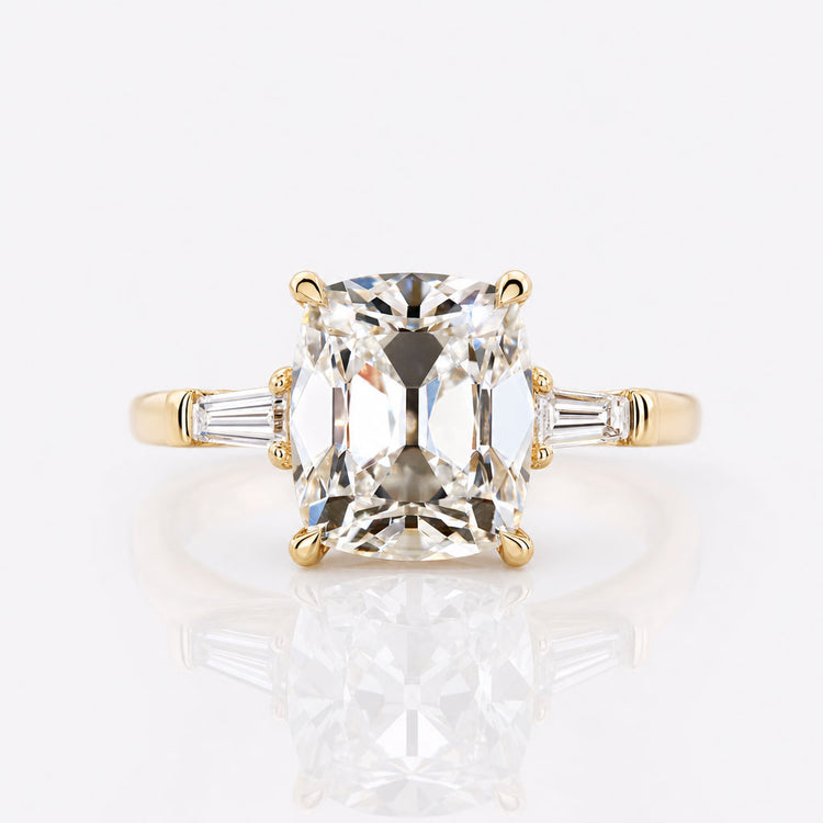 Old Mine Cushion Cut Lab-Grown Diamond Tapered Baguette Ring 1.0 – 3.0 CT