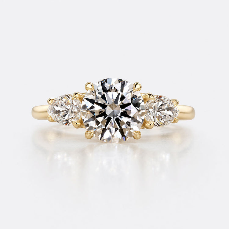 Round Cut Lab-Grown Diamond Three Stone Ring 1 - 2 CT
