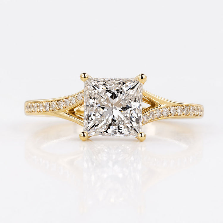Princess Cut Lab-Grown Diamond Pavé Style Ring 1 - 3 CT