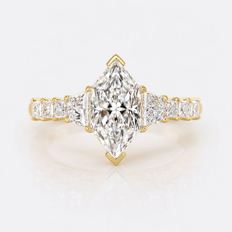 Dutch Marquise Lab-Grown Diamond Tapered Shank Pavé Ring 1–3 CT