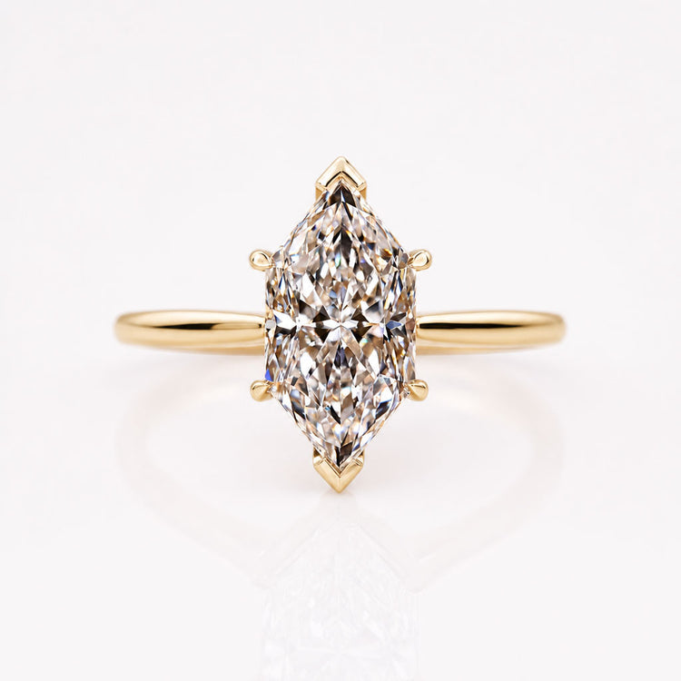 Dutch Marquise Cut Lab-Grown Diamond Hidden Halo Euro Shank Solitaire Ring 1 - 3 CT