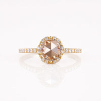 Round Rose Cut Lab-Grown Diamond Halo Ring 1 - 2 CT