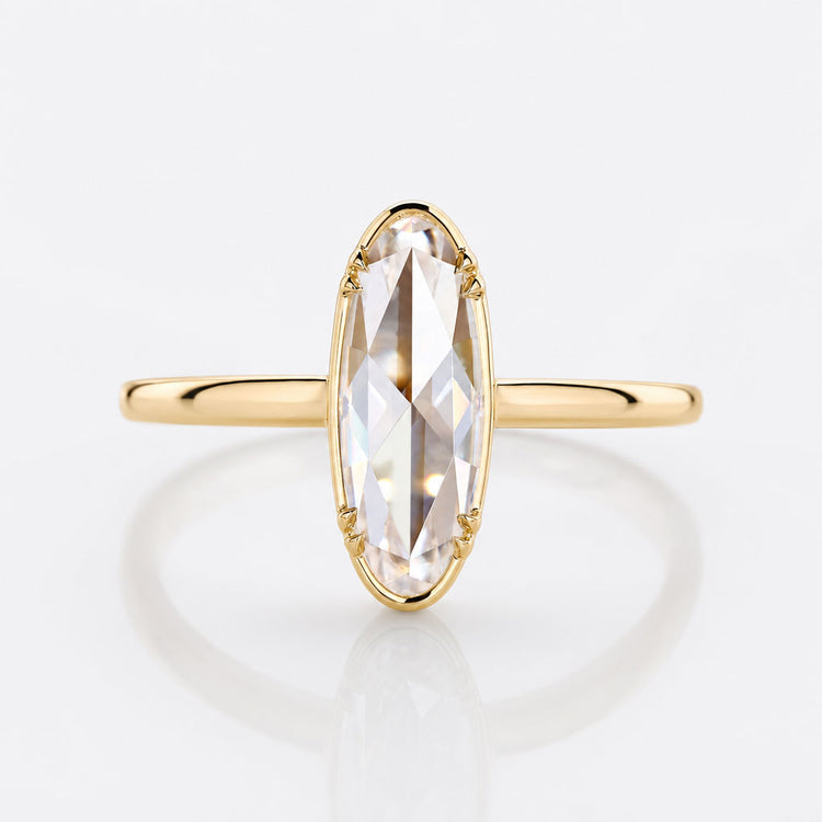 Moval Rose Cut Lab-Grown Diamond Solitaire Ring 1 - 2 CT