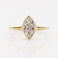 Marquise Cut Lab-Grown Diamond Bezel Set Solitaire Ring 1 - 2 CT